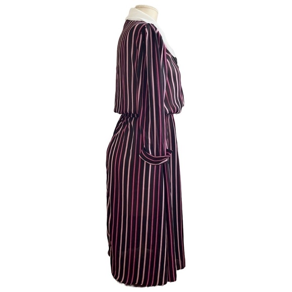 Vintage 1970s Striped Secretary Dress – Dark Academia, Cottagecore, Retro Office - Picture 6 of 11